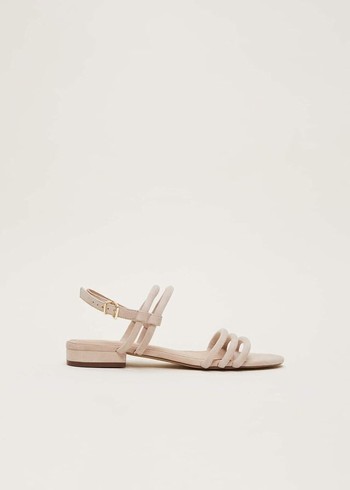 Phase Eight Suede Flats Cream Canada | JSKAUM-435